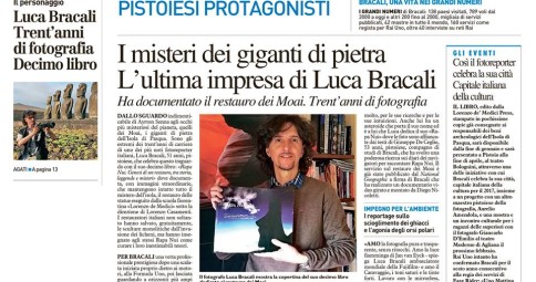 Luca Bracali su QN La Nazione cronaca Pistoia, il Mistero dei giganti di Pietra - Rapa Nui