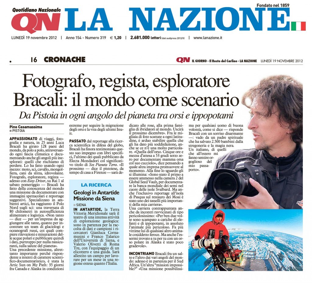 La Nazione 19 Novembre 2012  - Luca Bracali