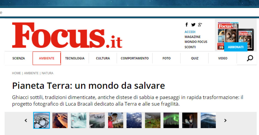 Pianeta Terra: un mondo da salvare, il libro di Luca Bracali sulla homepage di Focus.it